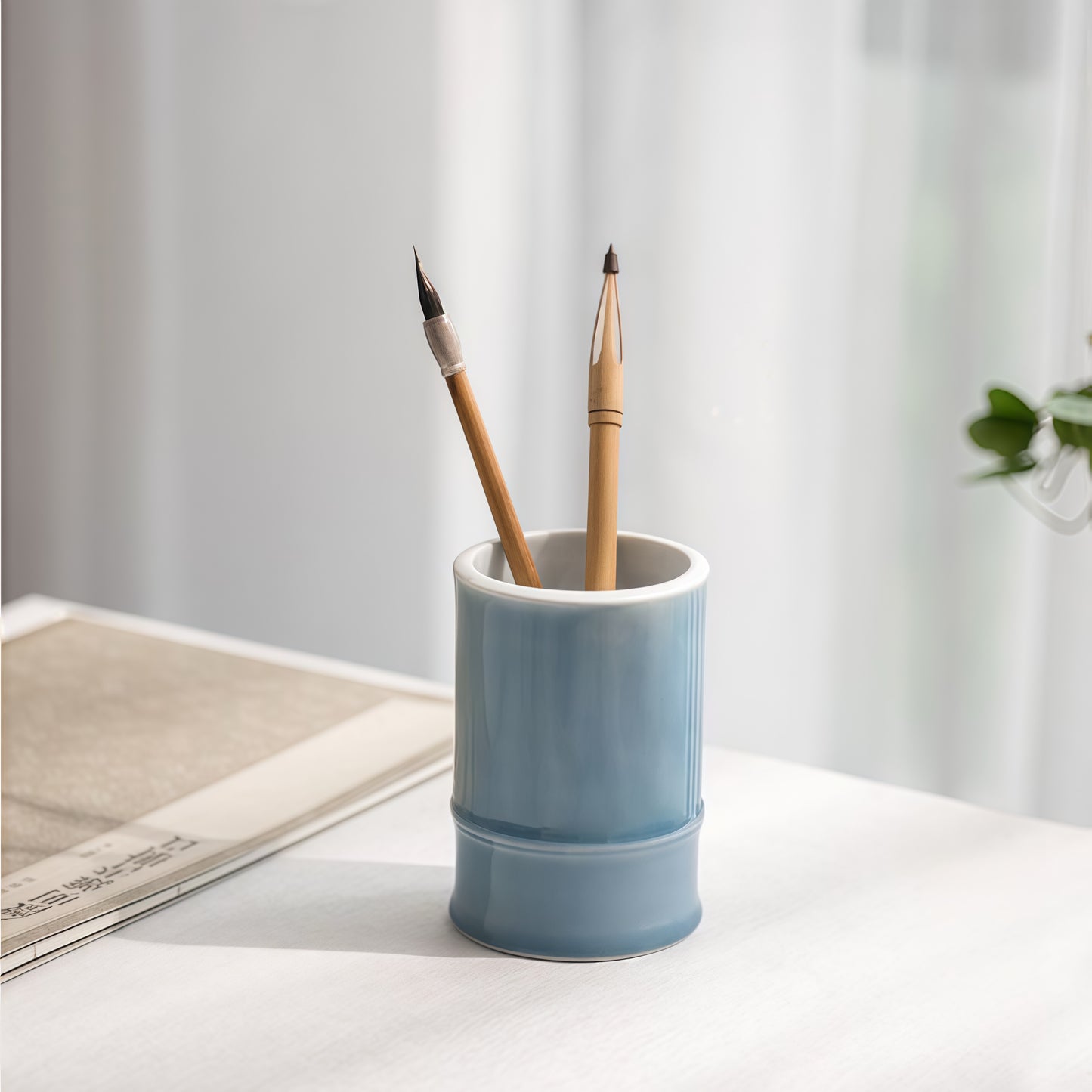 Light Blue Ceramic Pen Holder
